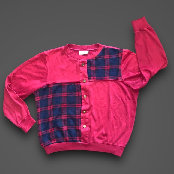 v i n t a g e :: Slouchy Plaid Grunge Granny Knit Sweater - Picture 8 of 10